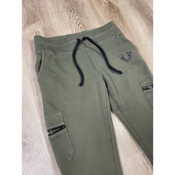 True Religion Green Jogger Sweatpants Men’s Size S Cargo Pockets Drawstring - Picture 6 of 7